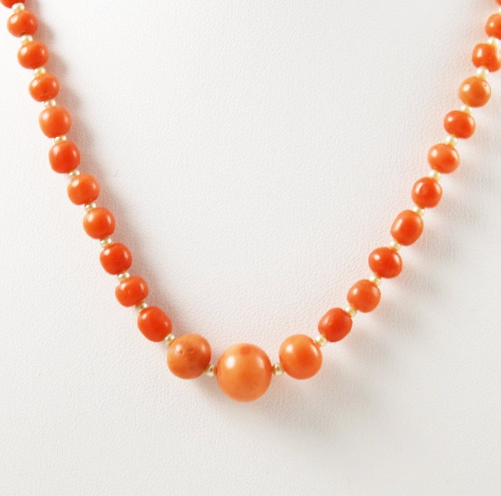 Antique Salmon Coral Necklace Victorian – Estate Beads Jewelry