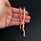 Salmon Pink Coral & Sterling Pendants Extra Long Branches