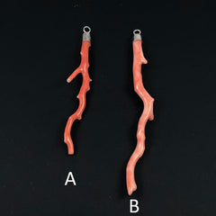 Salmon Pink Coral & Sterling Pendants Extra Long Branches