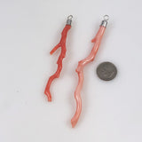 Salmon Pink Coral & Sterling Pendants  Long Branches