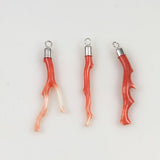 Salmon Pink Coral & Sterling Pendants Long Branches