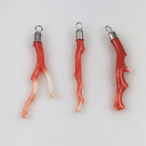 Salmon Pink Coral & Sterling Pendants Long Branches