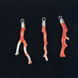 Salmon Pink Coral & Sterling Pendants Long Branches