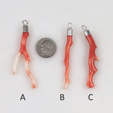 Salmon Pink Coral & Sterling Pendants Long Branches