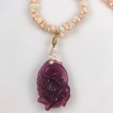 Coral Necklace with Amethyst Pendant