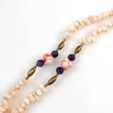 Coral Necklace with Amethyst Pendant