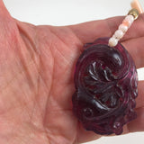 Coral Necklace with Amethyst Pendant