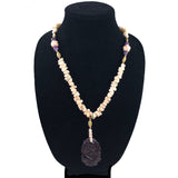 Sandra David Coral Necklace with Amethyst Pendant