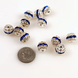 Silver & Sapphire Rhinestone Beads