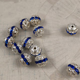 Silver & Sapphire Rhinestone Beads