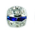 Silver & Sapphire Rhinestone Beads (6)