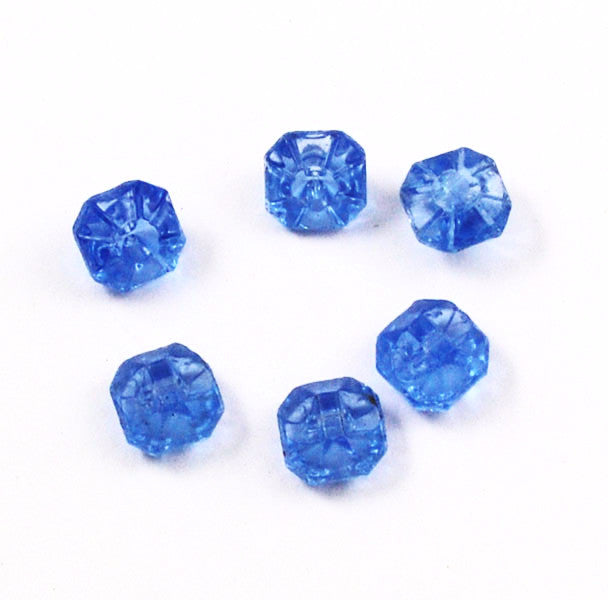 Light Sapphire Blue Glass Buttons 10x6mm 6 pieces Vintage German