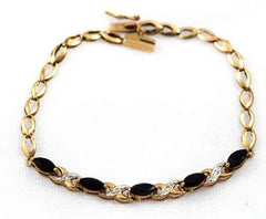 Blue Sapphire and Diamond Gold Bracelet Vintage