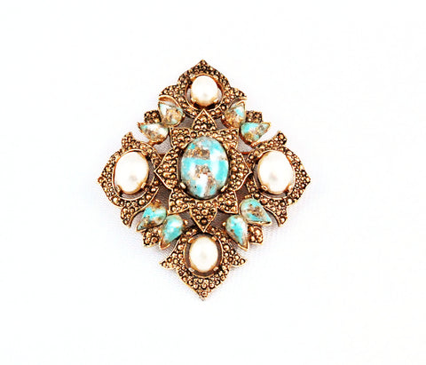 Sarah Coventry Turquoise Remembrance Brooch/Pendant