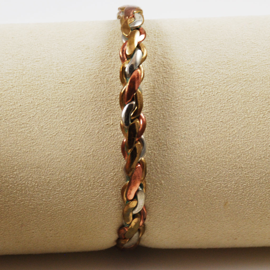 Sergio Lub Braided Copper, Silver & Brass Bracelet