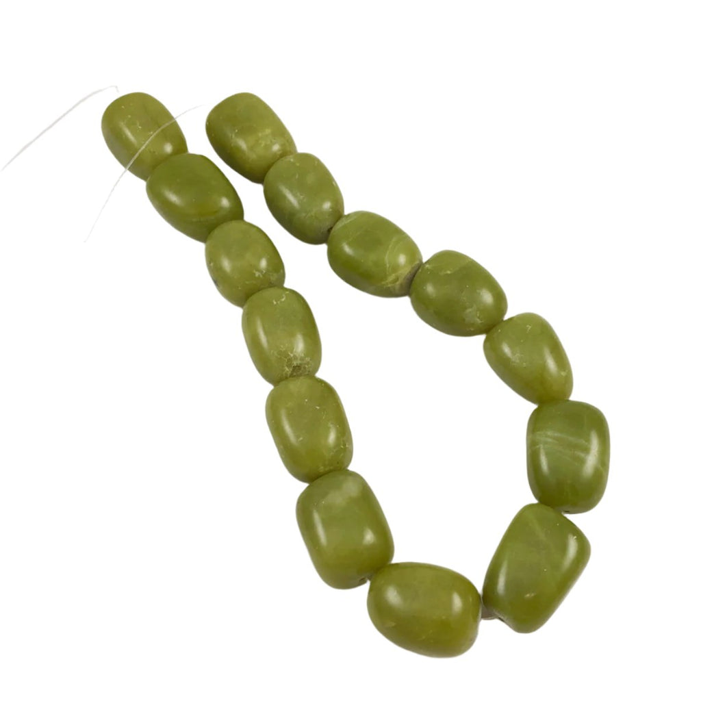 Large Olive Green Serpentine Barrel Beads