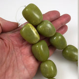 Green Serpentine Barrel Beads