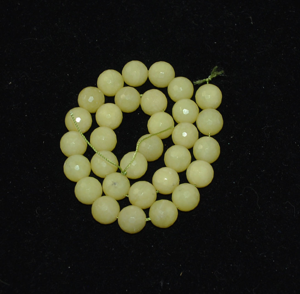 Olive Green Serpentine Faceted 12mm Round Bead Strands