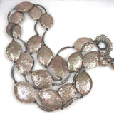 Abalone Crackle Oval Beads Belt Vintage