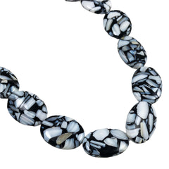 Mother of Pearl Composite Oval Beads- Black & White