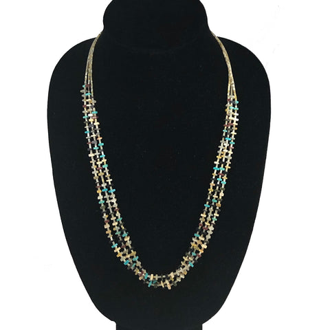 Vintage Zuni Gemstone & Shell Heishi Necklace