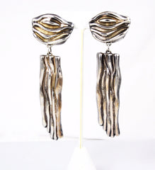 Silver Shoulder Duster Clip On Earrings