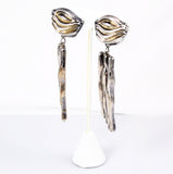 Silver Shoulder Duster Clip On Earrings Electroformed