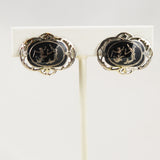 Sterling Silver Siam Niello Earrings Vintage