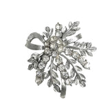 Silver Rhinestone Leaf Brooch Vintage