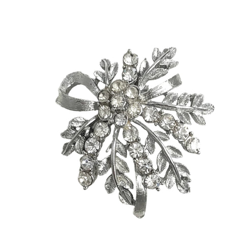 vintage rhinestone leaf brooch
