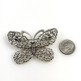 Silvertone Filigree Butterfly Pin