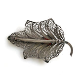 Italian Filigree & Red Coral Brooch by Ettore
