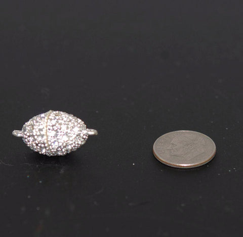 Silver Magnetic Rhinestone Clasp Oval