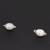 Silver Magnetic Rhinestone Clasp Oval