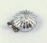 Domed Silver Plated Clasp with Rhinestone