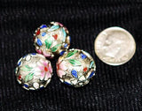 Silver Cloisonne Round Beads 14mm
