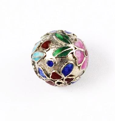 Silver Cloisonne Round Beads 14mm