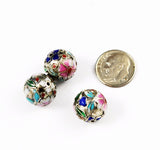 Silver Cloisonne Round Beads 14mm