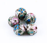 Silver Cloisonne Round Beads 14mm