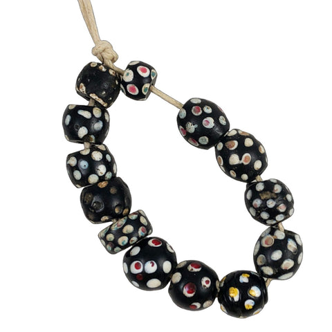 Large Black and White #6 Venetian Beads