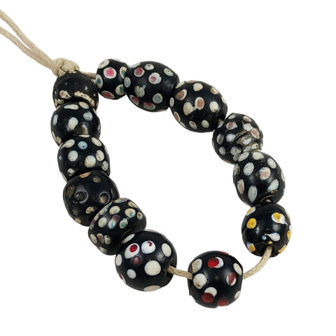 Antique Black White Venetian Skunk Trade Beads