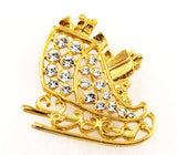 Gold Plated Rhinestone Sleigh Pin Holiday