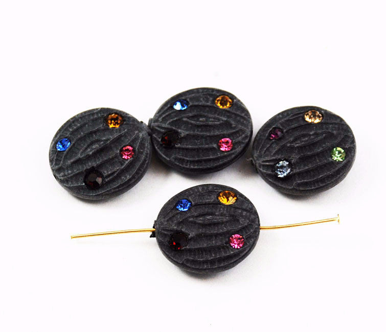 Smoky Black Flat Rhinestone Plastic Beads