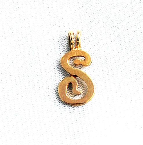 Victorian 14K Gold Snake "S" Initial Pendant Charm