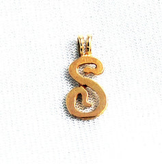 Victorian 14K Gold Snake "S" Initial Pendant Charm