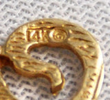 14K hallmark on Victorian Gold Snake "S" Initial Pendant Charm