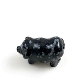 Carved Fat Pig Snowflake Obsidian Figurine