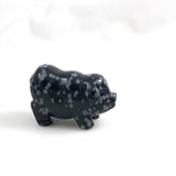 Carved Fat Pig Snowflake Obsidian Figurine