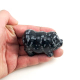 Carved Pig Figurine Gemstone Black