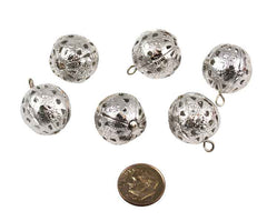 Large Silver Plated Filigree Beads with Loop